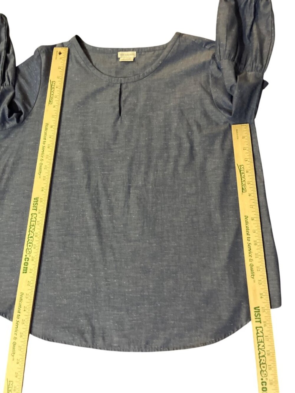 Van Heusen Studio Womens XL Blue Heather 3/4 Sleeve Top Cotton Blend Used - Picture 8 of 12